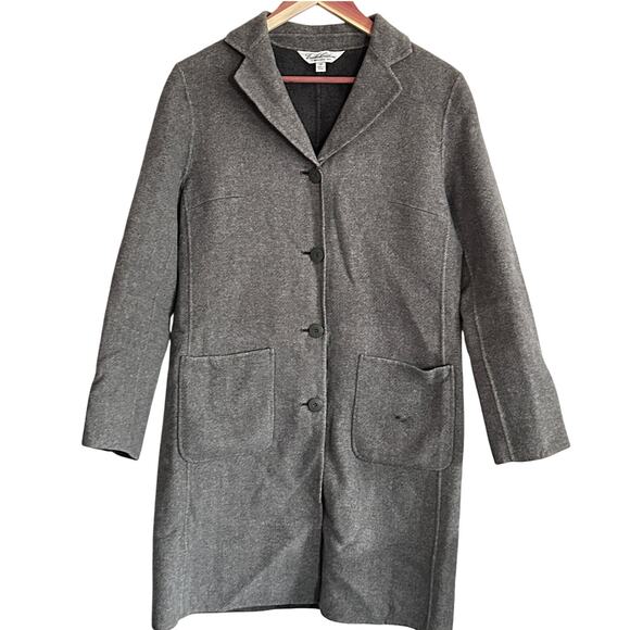 Brooks Brothers Wool Herringbone Over Coat XS 0 2 Gray Jacket Academia Capsule - Picture 1 of 8